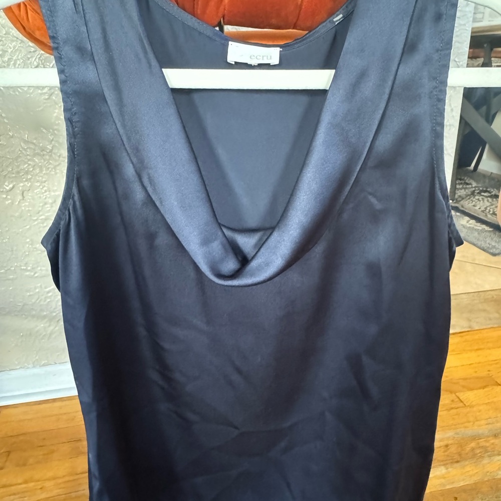 Ecru Black Satin Camisole Top